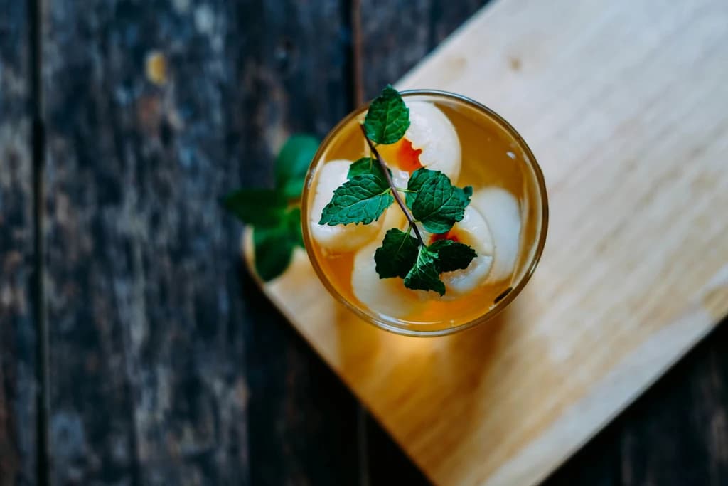 top view of a mixed drink on a tabel