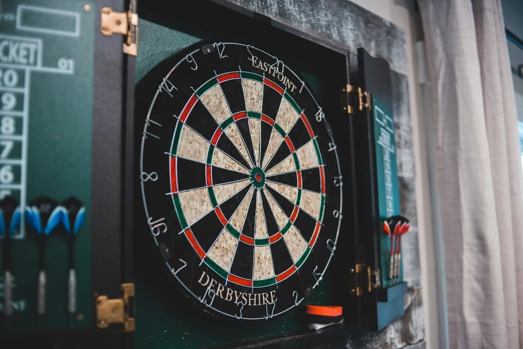 a close up of a dart board