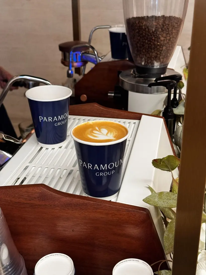 Paramount Group branded cups with professional latte art